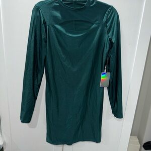 Iris Green Mock Neck Bodycon Dress